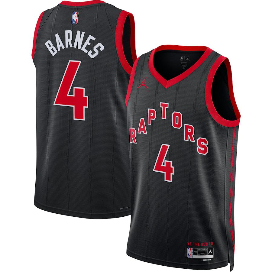 Men Toronto Raptors 4 Scottie Barnes Jordan Brand Black 2022-23 Statement Edition Swingman NBA Jersey